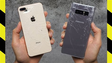 iphone 8 plus vs galaxy note 8 drop test|As expected, the iPhone 8 breaks if you drop it (but .